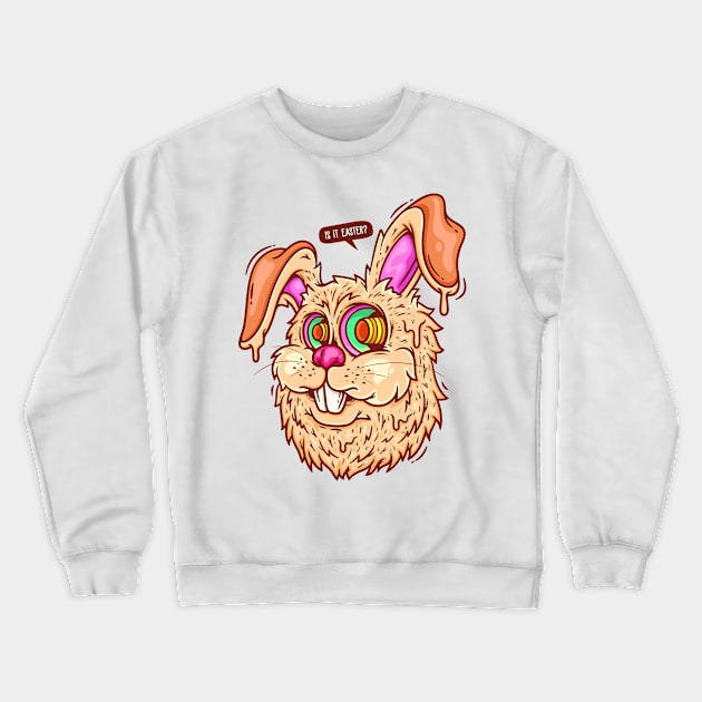 Rabbit Head Hypnotize Crewneck Sweatshirt by Mako Design 